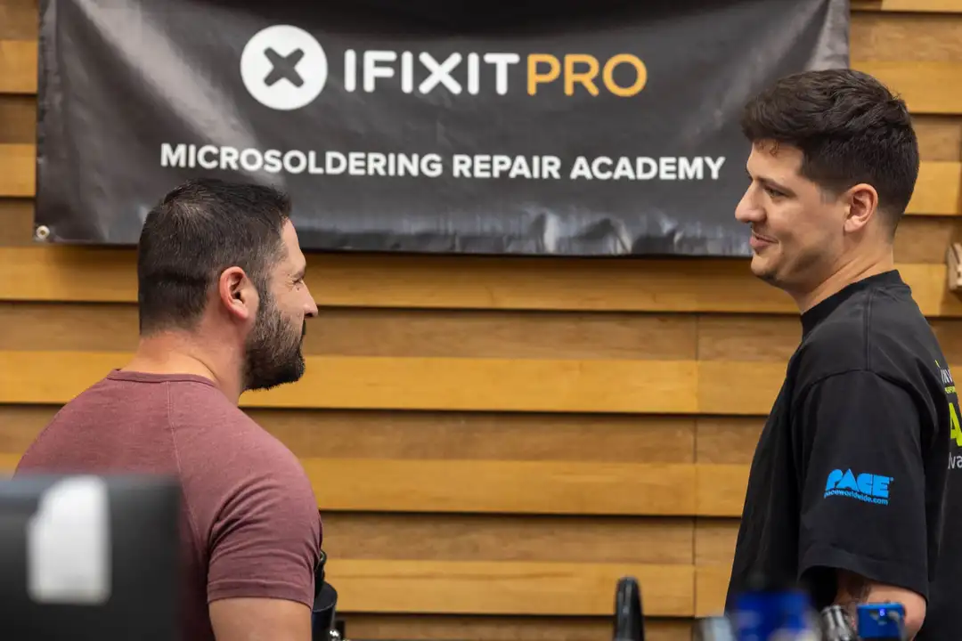 Students and an instructor at the iFixit Pro Microsoldering Repair Academy