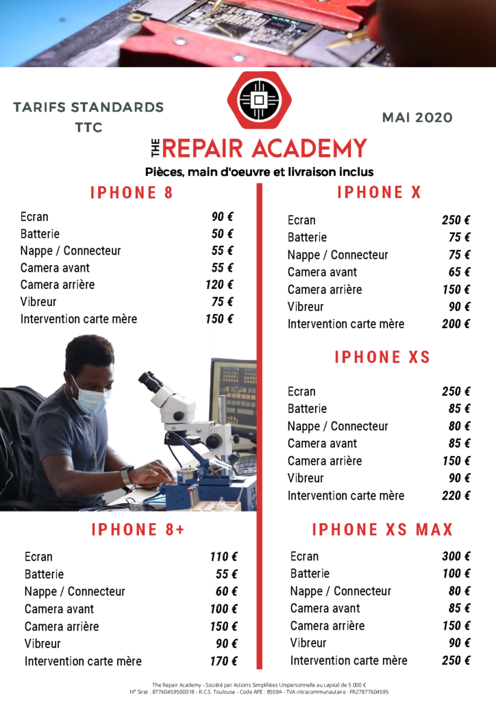 tarifs reparation iPhone