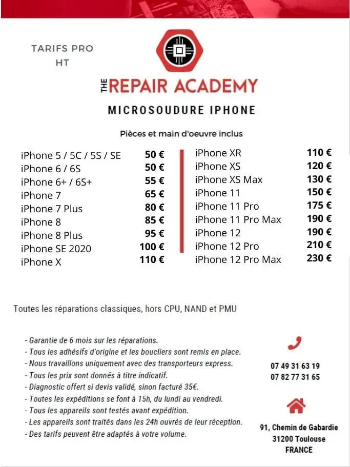 Tarifs microsoudure professionnels