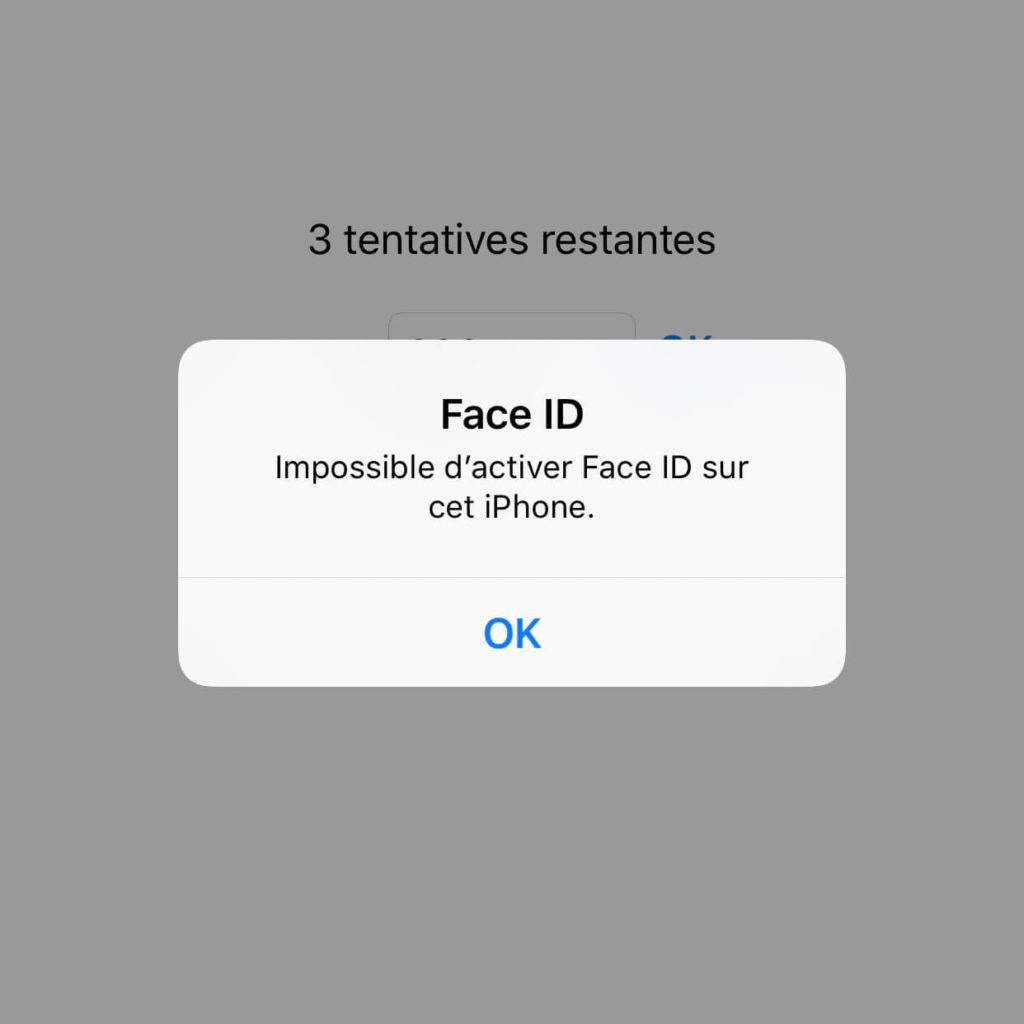 Message FaceID Indisponible sur iPhone