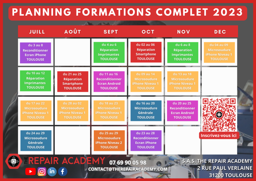 Planning formation TRA 2023 Juillet décembre