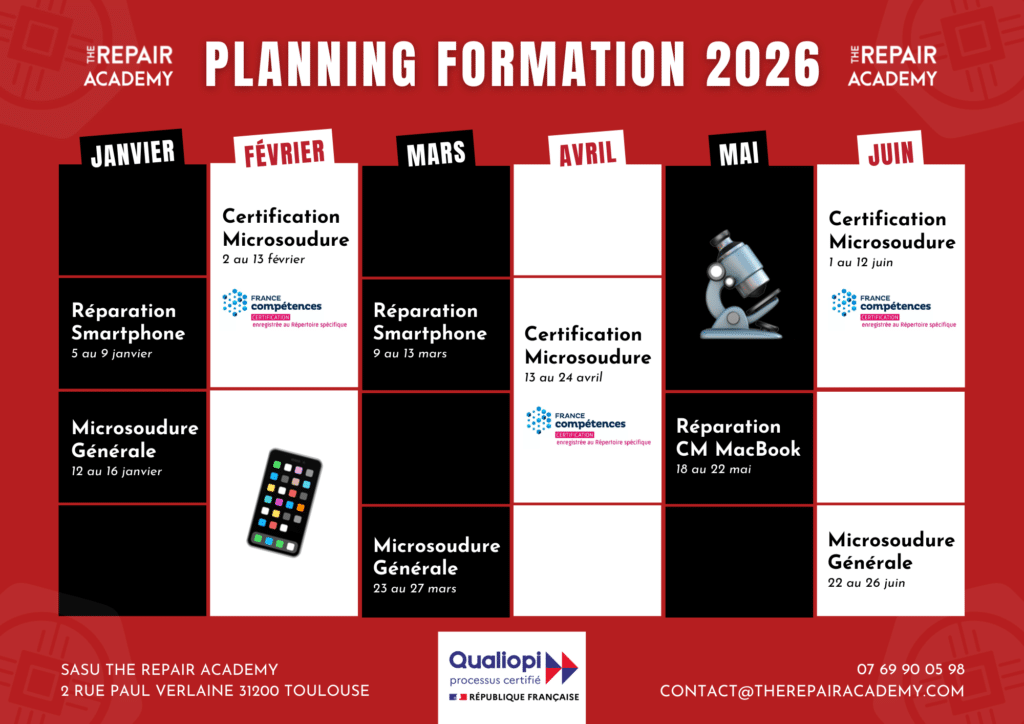 calendrier de formation 2026 the repair academy